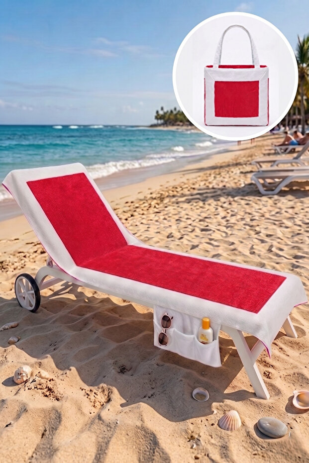 Mosso Beach Towel 100% Cotton 76X216-Red