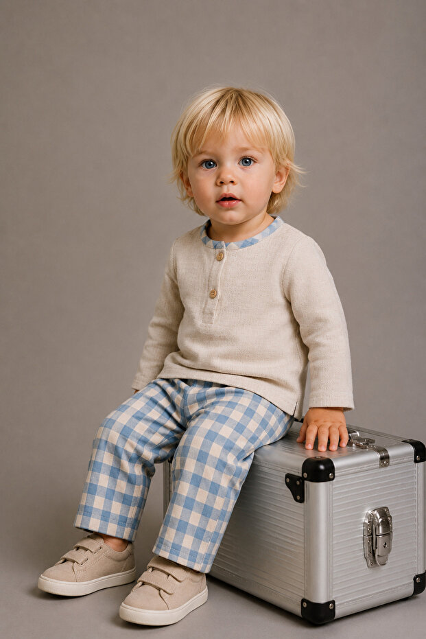 Buttoned Blue Baby Boy 2-Piece Set