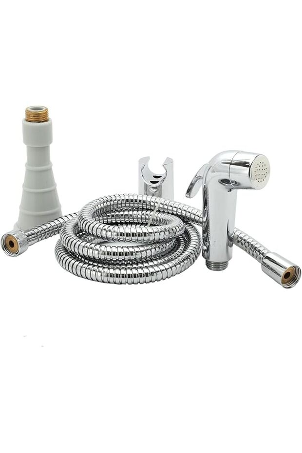 Travel Shattaf Bidet Set – Handheld Portable Bidet with Hose | ABS Plastic Muslim Personal Hygiene – Silver