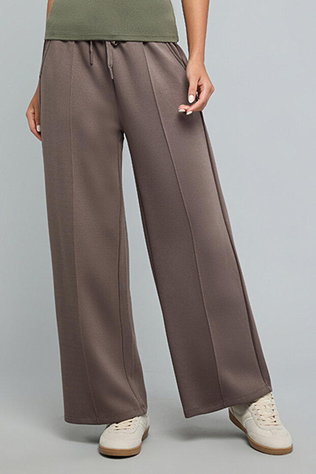 Solid Wide Leg Pants with Drawstring Waist