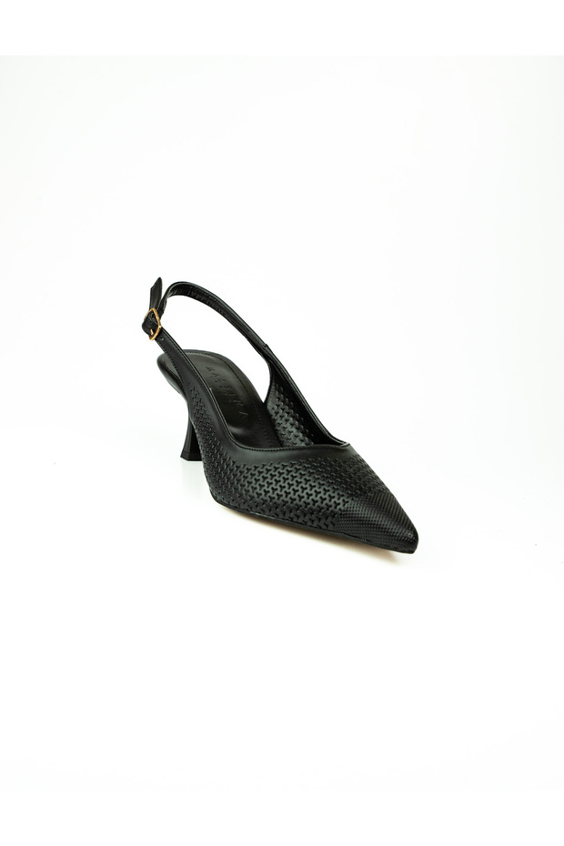 8213 Black Heeled Evening Dress Women's Shoes