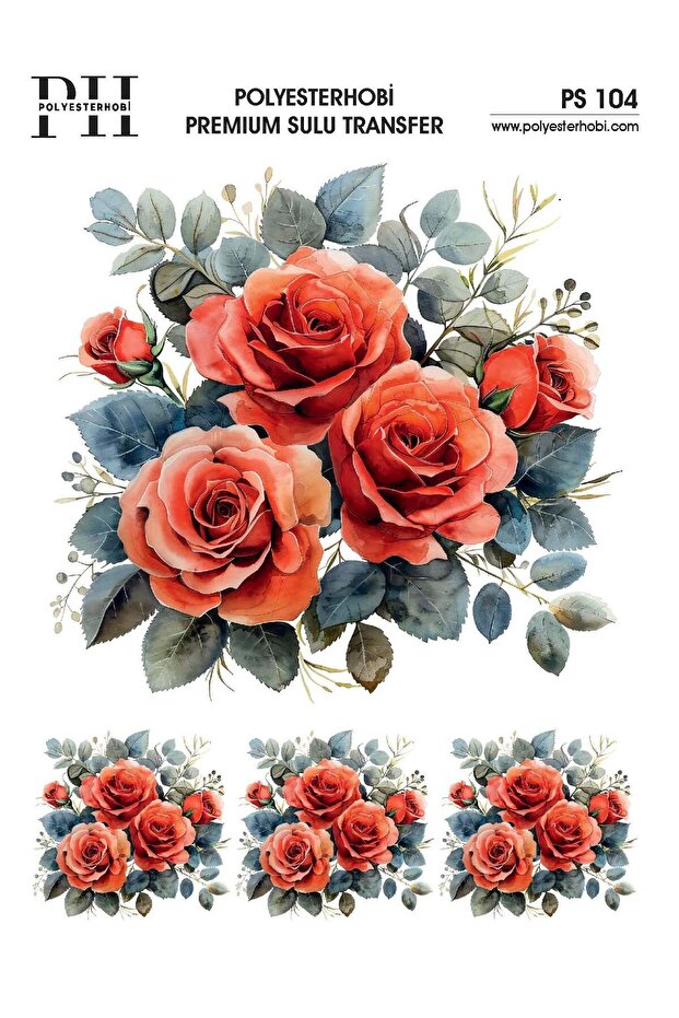 Premium Water Transfer 25X35 cm Flower Patterned Ps 104