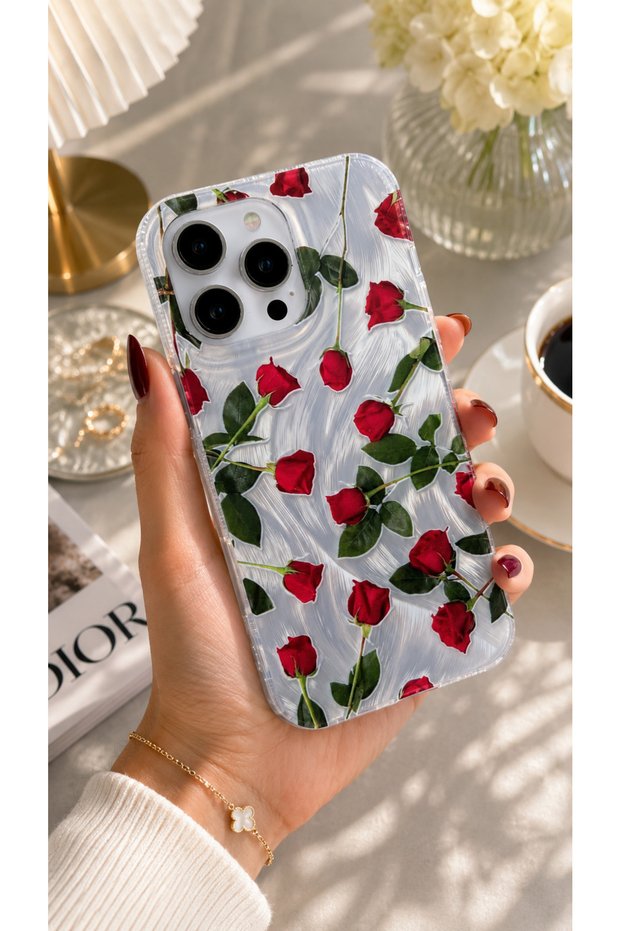 iPhone 16 Pro Compatible - Aurora Shiny Feather Pattern Silver Protective Silicone Phone Case
