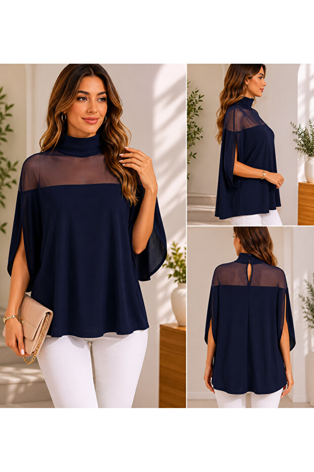 Women's V-Neck Loose Buttoned Short Sleeve Blouse