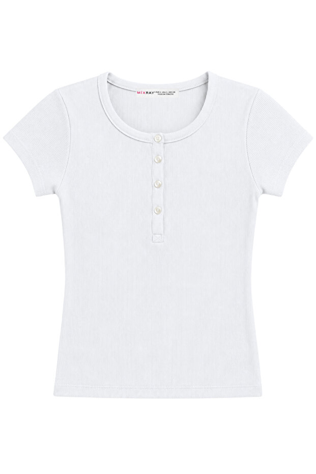 2121 Women's 100% Cotton Camisole Button Detailed T-Shirt White