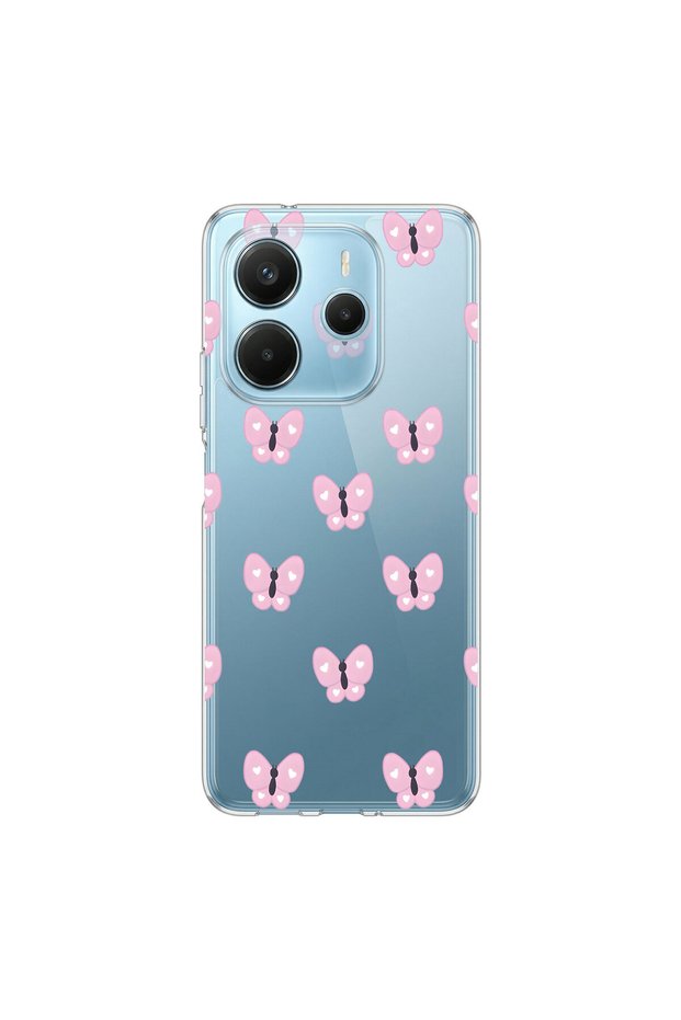 Redmi Note 14 Compatible Butterfly 2 Design Transparent Case