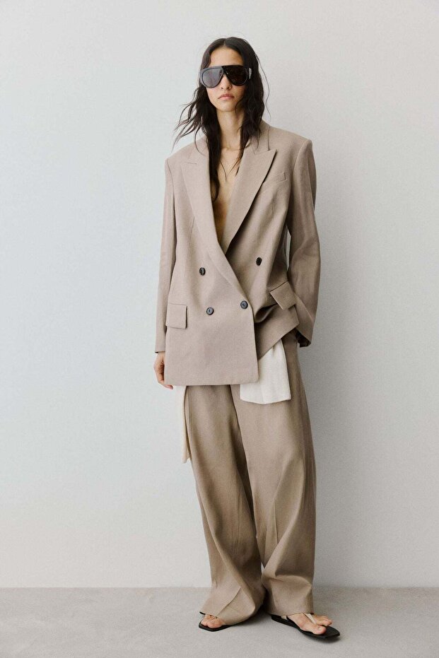 Tailored linen-blend trousers