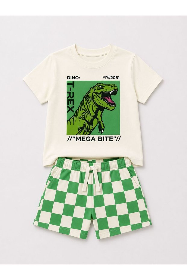 Boys Dinosaur Print T-Shirt Shorts Set Summer Top and Bottom Outfit