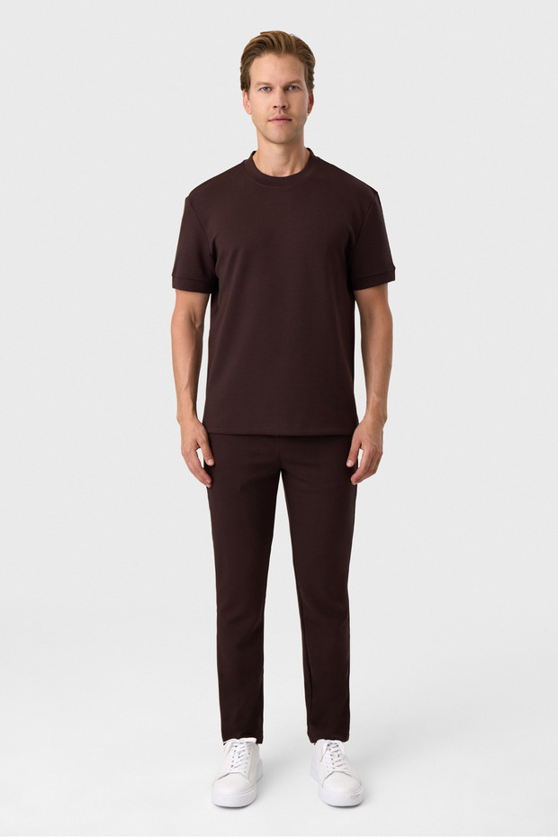 Regular fit knitted coffee jogger pants