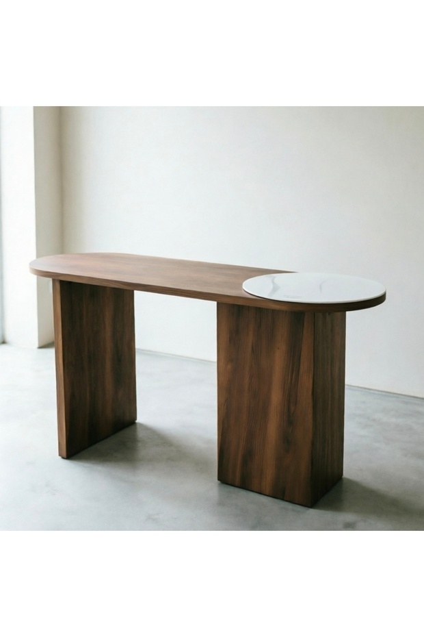 2-Color Modern Oval Console Table - 3