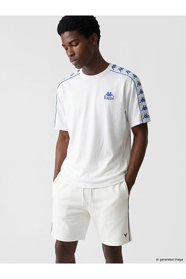 Trendlucky Men's Sport T-Shirt with Oval Collar and Printed Design