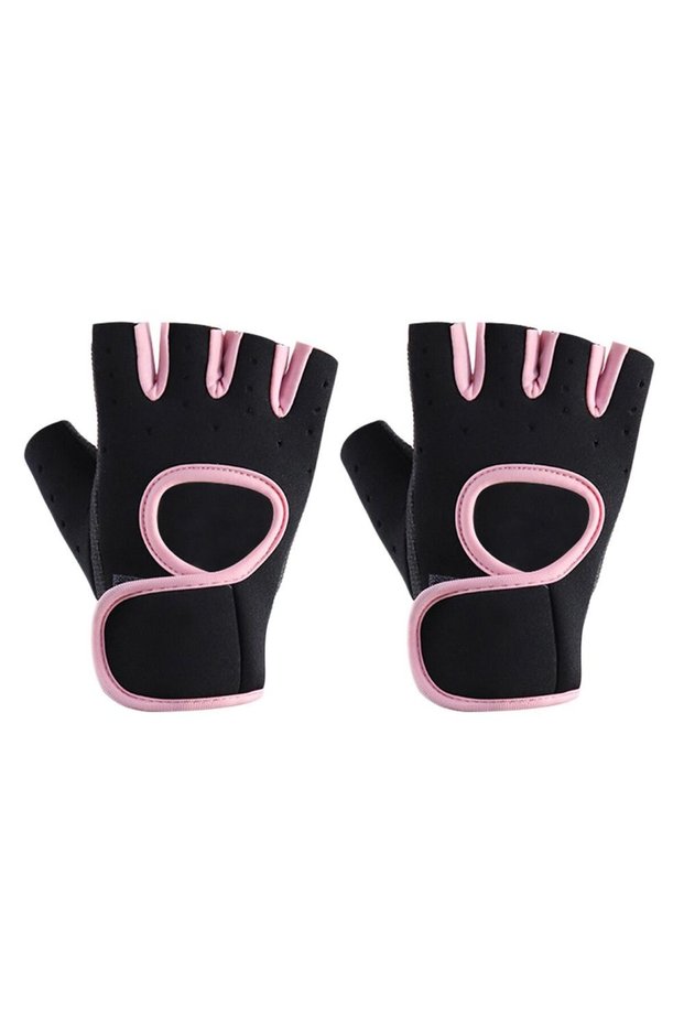 S pink Non-slip Silicone Hollow Back Bodybuilding Training Fitness Gloves Dumbbells Gloves Weightlif