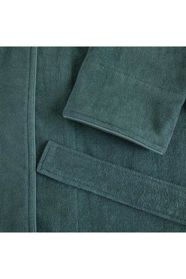Solid Bamboo Unisex Bathrobe Smoke Turquoise - 2