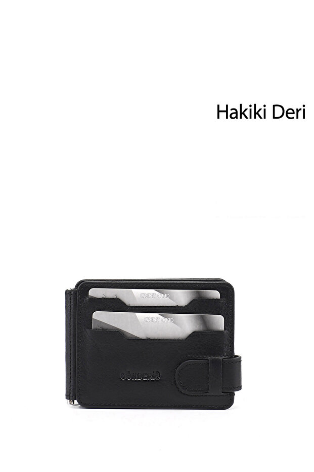 Black Genuine Leather Unisex Card Holder