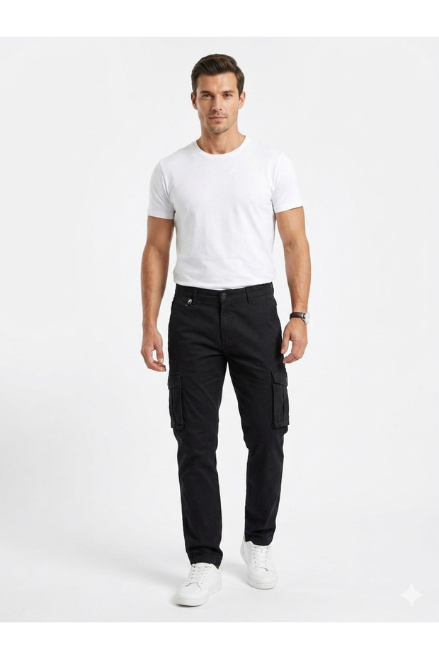 Men's Lycra Cargo Pants Flexible Gabardine-Canvas Gusseted Pocket Commando Cargo Pants
