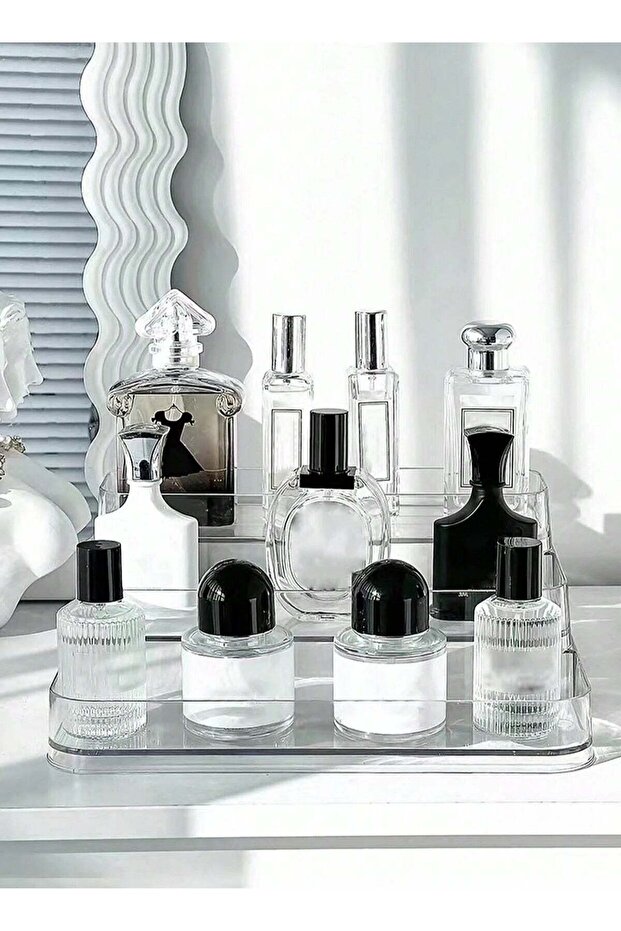 Acrylic Cosmetic & Makeup Organizer Rack, 3-Tier Display Stand, Clear for Vanity Bathroom and Dressing Organizer, Large Capacity Transparent Perfume Rack