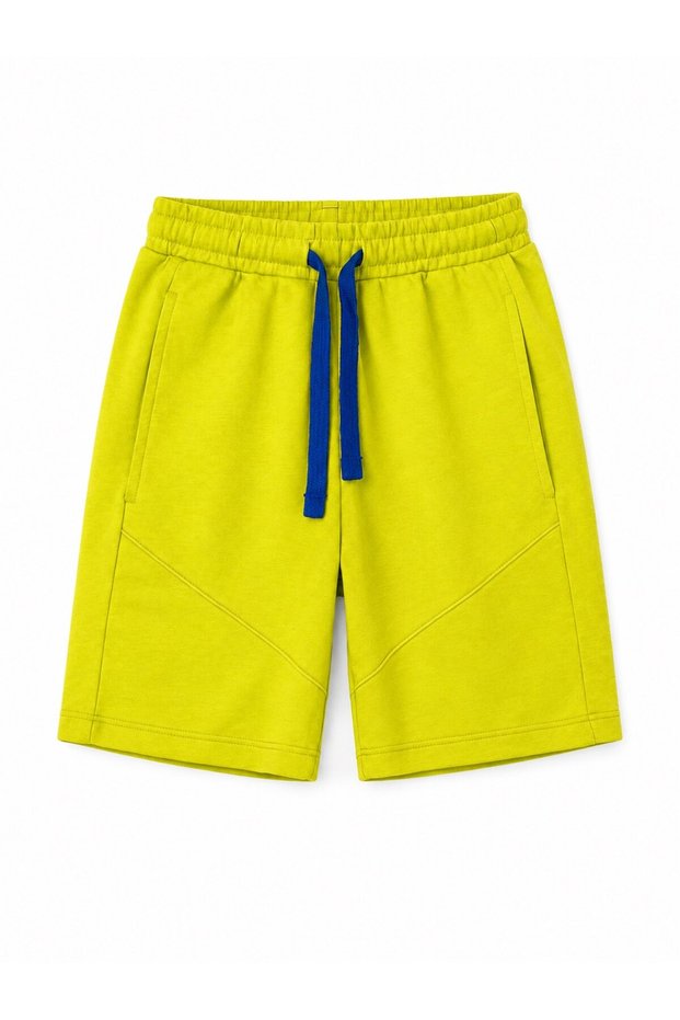 Boys' Lace-Up Cotton Shorts 4-14 Years Old Oil Green