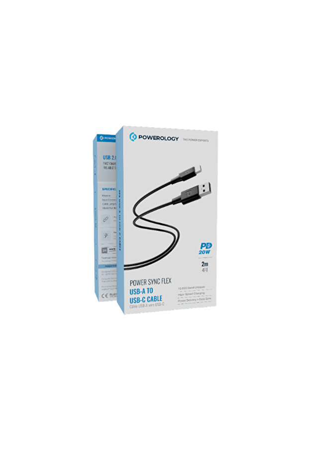 Power Sync Flex USB-A TO USB-C 2M Cable PD 20W Black