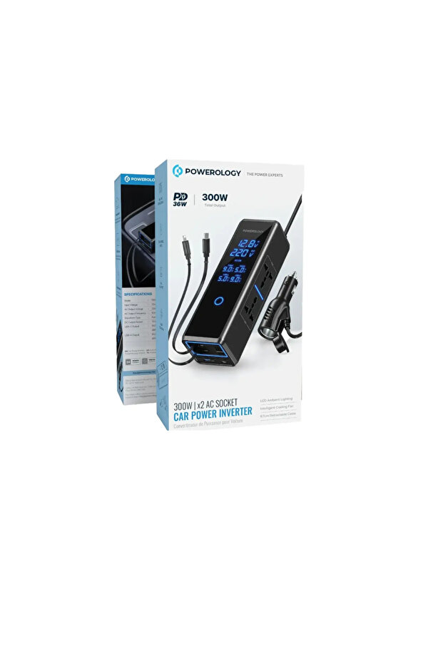 300W | x2 AC Socket Car Power Inverter Black