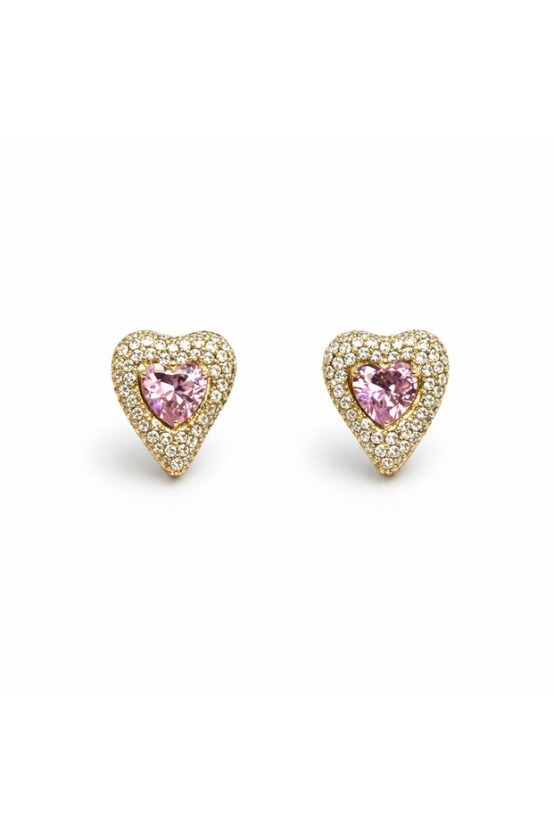 Rose Heart Gold Earrings