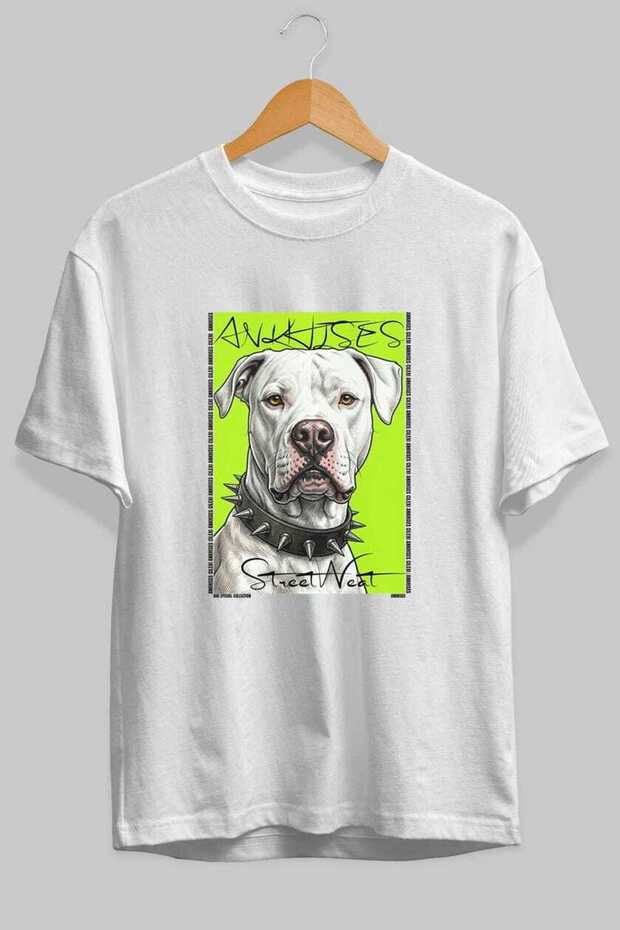 For Dog Lovers 52 Front Dog Printed White Oversize T-Shirt 100% Cotton Unisex Dog Lover Premium Design