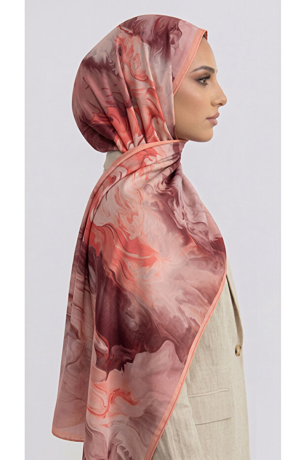 Yanki Patterned Viscose Shawl - Light Pink - 5