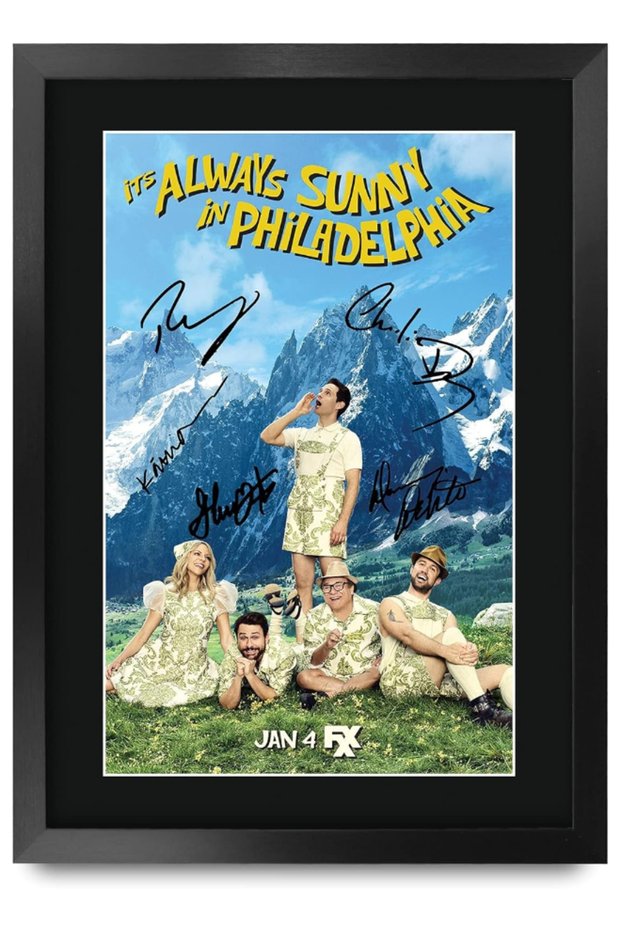 A3 FR Its Always Sunny In Philadelphia TV Series Poster The Cast Signed Gift FRAMED A3 Printed Autograph Film Gifts Print Photo Picture Display