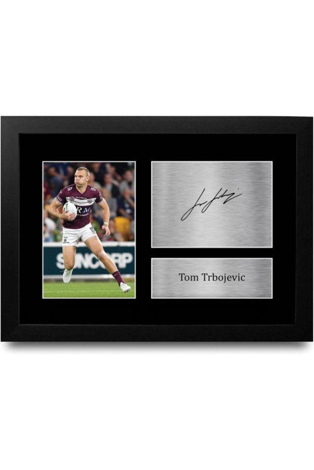 Tom Trbojevic Sea Eagles Gifts Printed Signed Autograph Picture for Rugby League Fans - A4 Framed