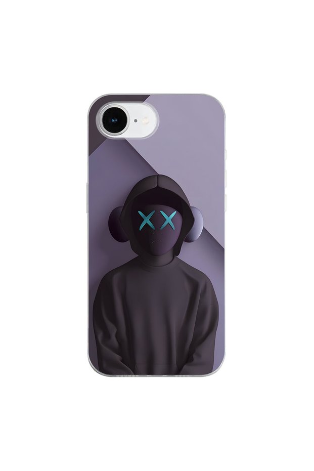 iPhone 16E Compatible No Face 2 Design Transparent Case