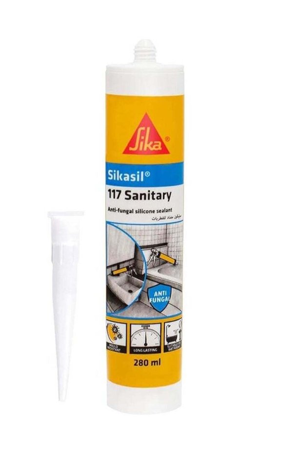 - Anti-Fungal Silicone Sealant For Sanitary Applications - Sikasil-117 Sanitary Transparent - Weather-Resistant - 280ml Cartridge