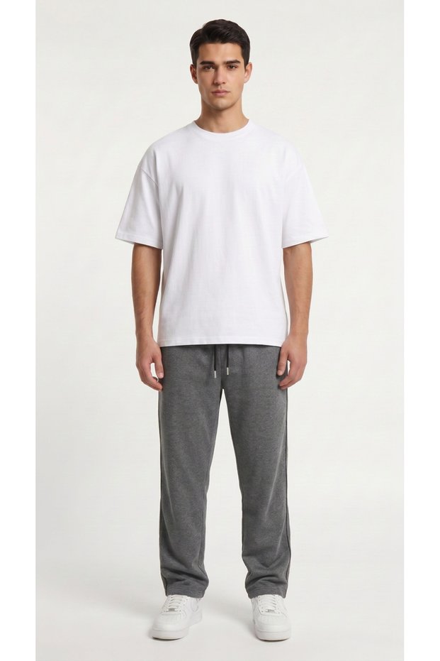 Men's Smoked Color Baggy Side-Piped Loose-Fit Comfortable Fit Sweatpants