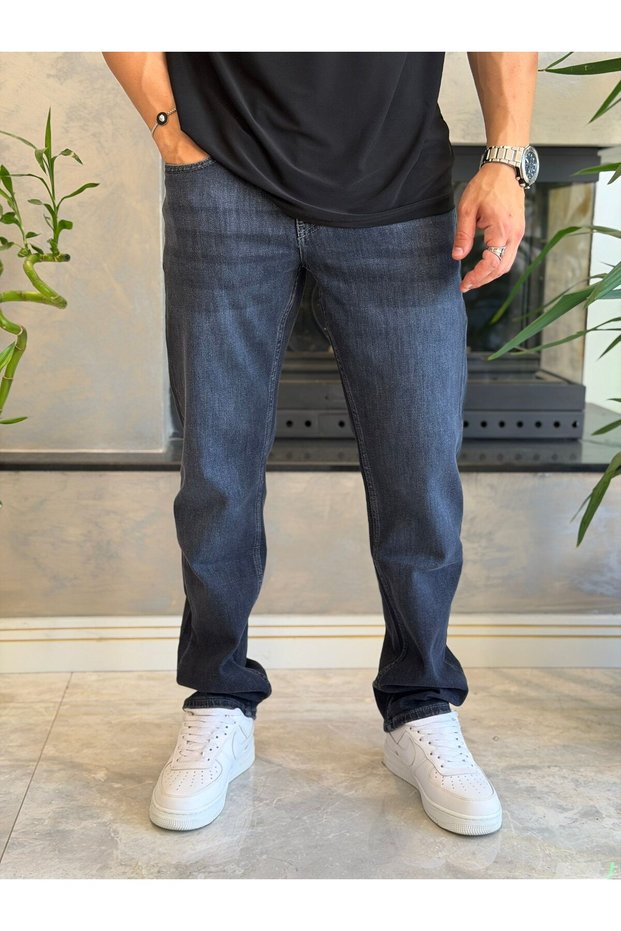 Men's Straight Fit Jean Trousers Dark Blue Eca089