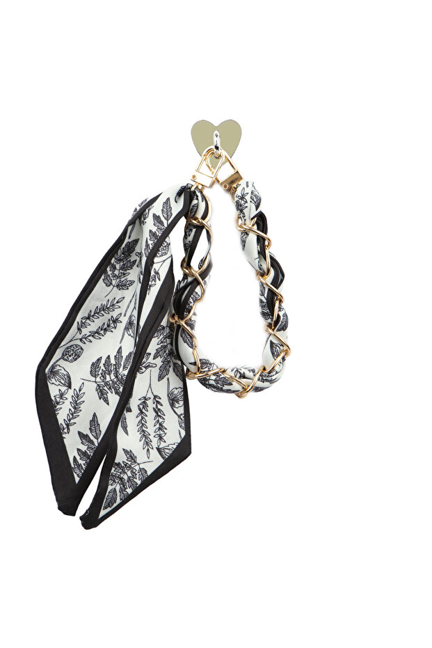 Universal Chain Scarf Adhesive and Clip Phone Bag Suitcase Accessory White Black