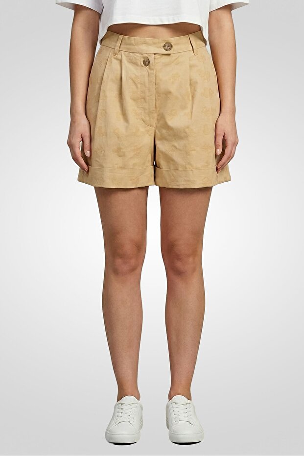 Disney x Women Textured Basic Shorts, Beige