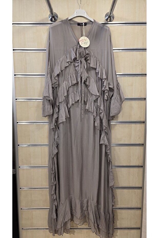 Italian Silk Dress with Ruffle Detail