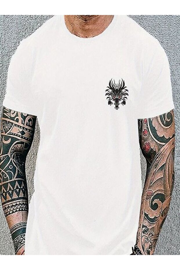 White Men's Printed T-Shirt