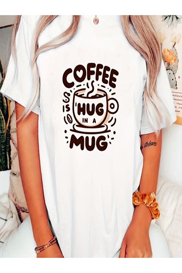 Coffee Printed Oversize T-Shirt