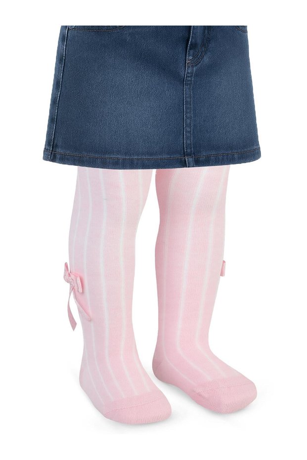 6-Piece Baby Girl Tights with Derby Accessories - Pink