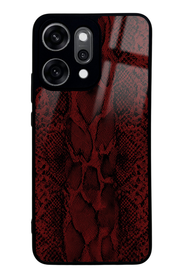 Oppo Reno 14 Pro Red Leather Design Glossy Phone Case