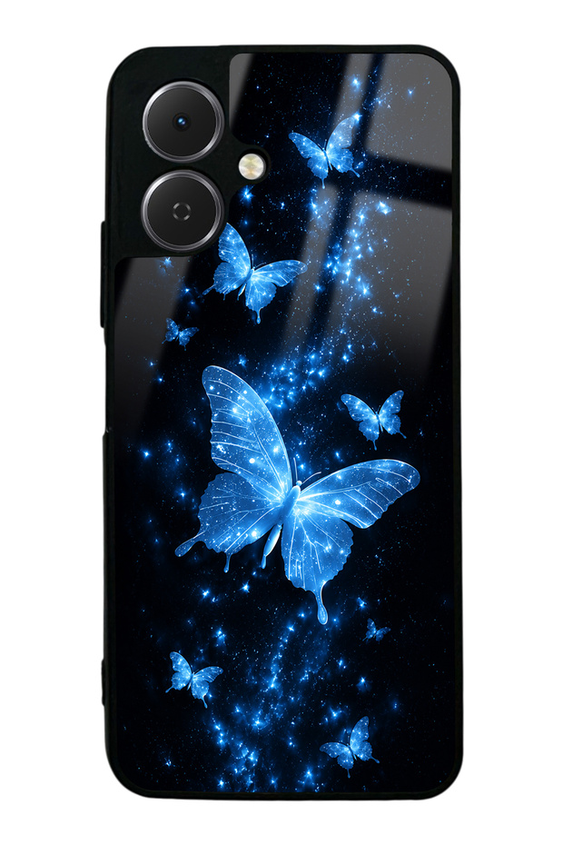 Tecno Spark Go 2 Blue Galaxy Butterfly Design Glossy Phone Case
