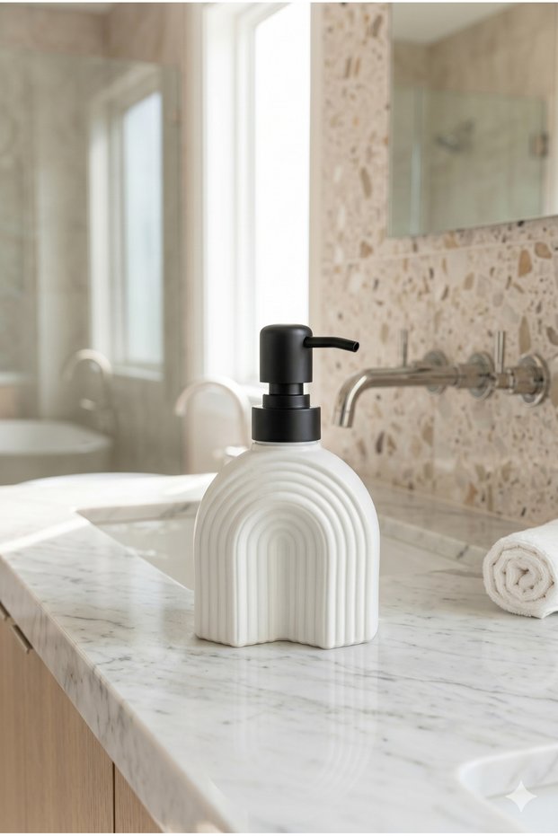 Striped Bohemian Minimal Glass Liquid Soap Dispenser - 250ml - 14X6X5.5 cm