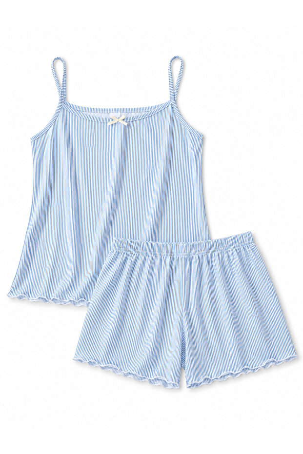 Pajama Set with Shorts – Summer Home Wear Women's Blue