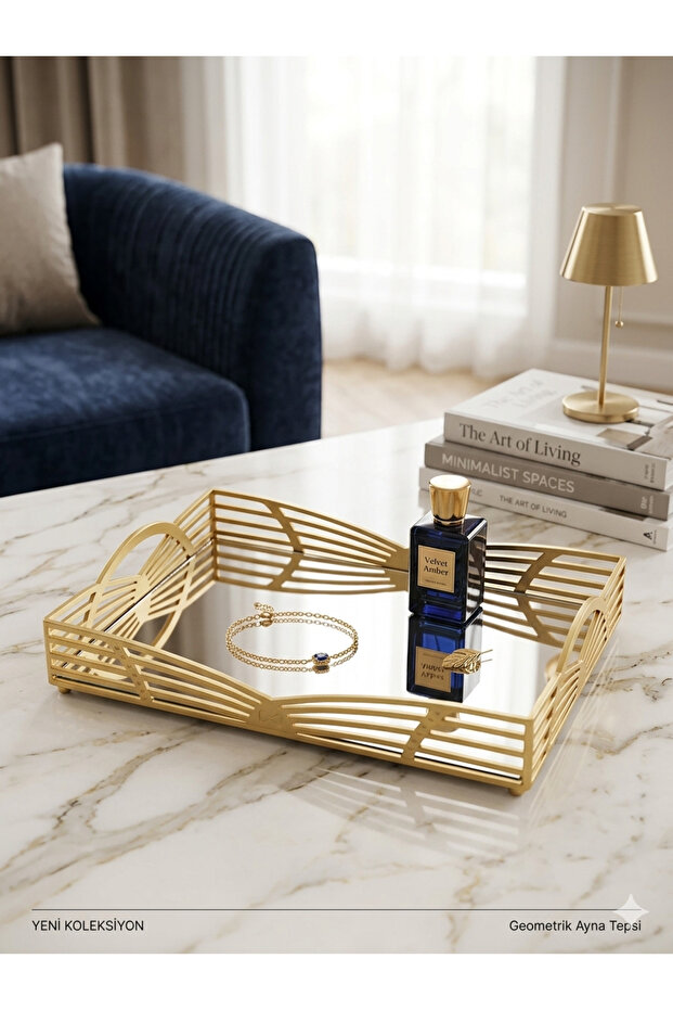 Gold Mirrored Presentation Tray and Decorative Tray