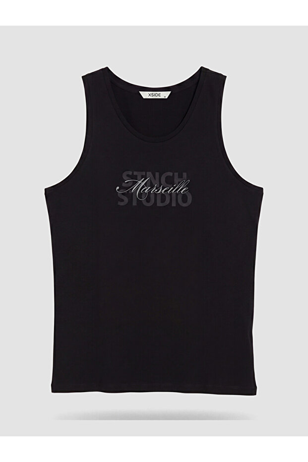 Esvab • Modern & Distinctive U Roba Collar Printed Men's Sleeveless T-Shirt