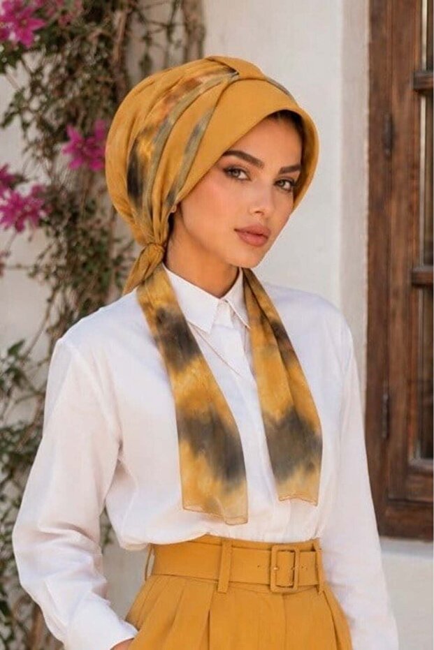 قبعة بنمط باتيك الخردلي - 2
