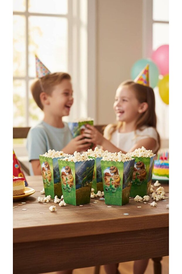 Cute Dinosaur Themed 8-Piece Popcorn Corn Box