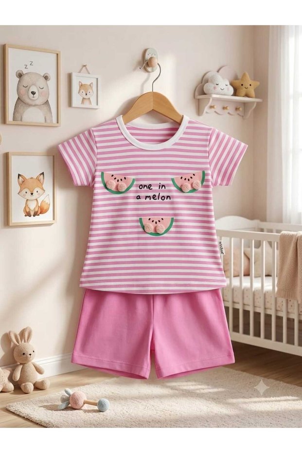 Baby Girl Summer Outfit with Striped Shorts