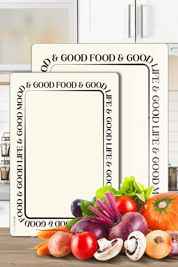 2-Piece Glass Cutting Board and Presentation Plate Set Good Life 20 X 30 and 25 X 35 cm