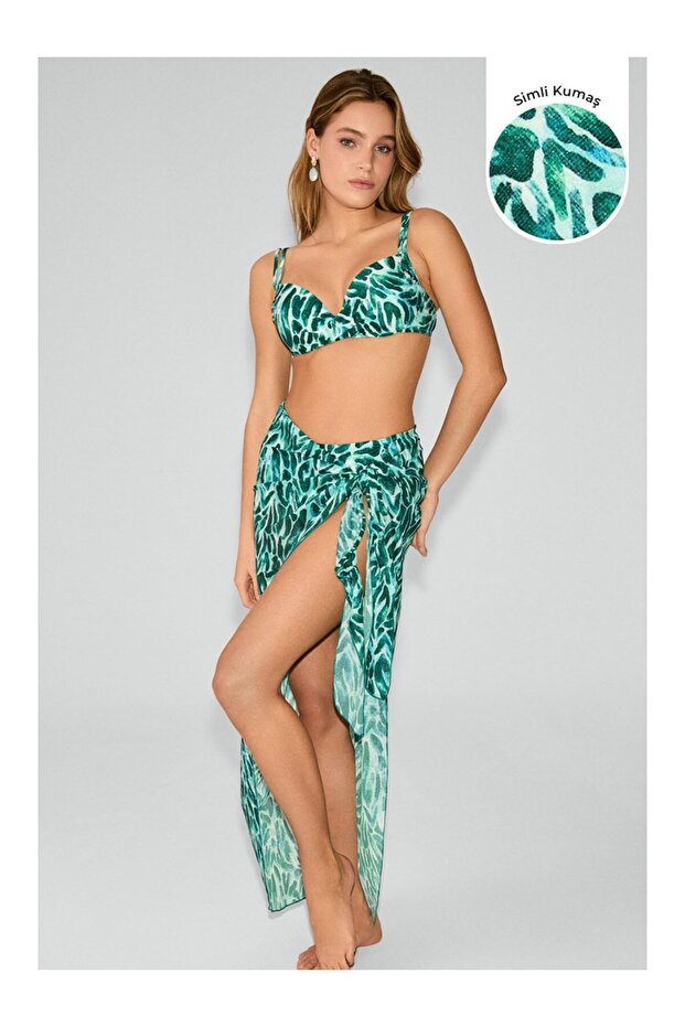 Rima Glitter Fabric Detailed Tie-Up Pareo