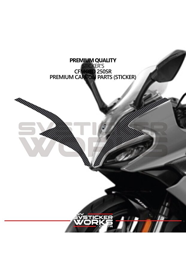 ملصق CFMOTO 250SR مصنوع من رقائق الكربون لتغطية الرأس الأمامي